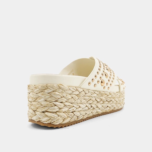 ShuShop Women's White Studded Platform Sandals - Picture 3 of 7